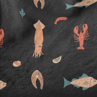 Hand Drawn Fresh Seafood Minky