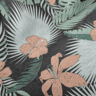 Hand Drawn Tropical Leaves And Minky