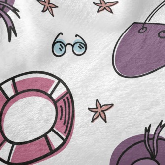 Cartoon Summer Beach Pattern Minky