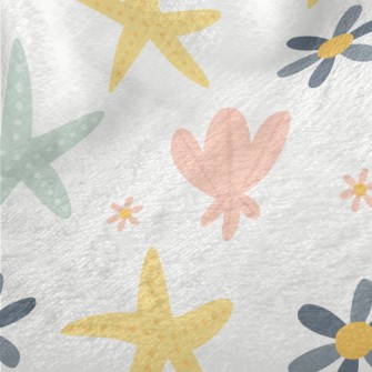 Starfish Shells And Flowers Minky