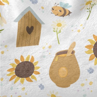 Cute Bees And Flowers Minky
