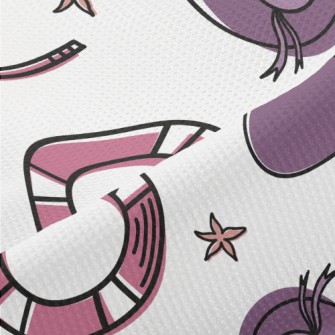 Cartoon Summer Beach Pattern Piqué