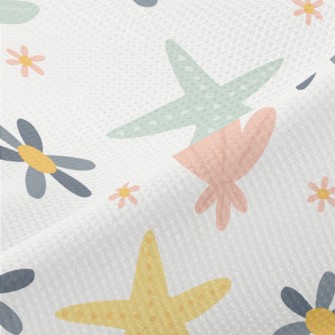 Starfish Shells And Flowers Piqué