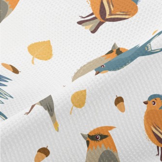 Hand Drawn Cute Birds And Pine Piqué