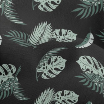 Hand Drawn Tropical Leaves Lightweight Performance Linen