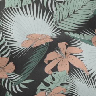 Hand Drawn Tropical Leaves And Lightweight Performance Linen