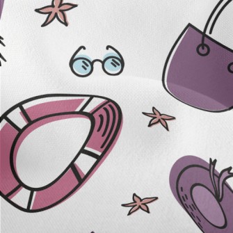 Cartoon Summer Beach Pattern Lightweight Performance Linen
