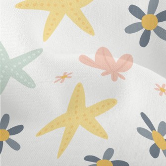 Starfish Shells And Flowers Lightweight Performance Linen