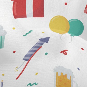 Cartoon Birthday Cake Beer Pat Lightweight Performance Linen