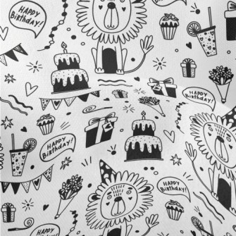 Cute Lion Birthday Party Lightweight Performance Linen
