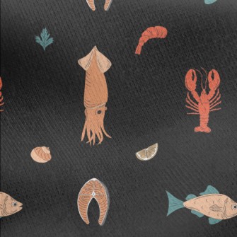 Hand Drawn Fresh Seafood Jersey Backed Fleece