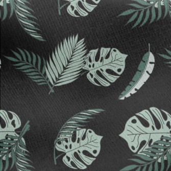 Hand Drawn Tropical Leaves Jersey Backed Fleece