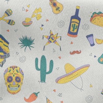 Mexican Skull Hat Cactus Jersey Backed Fleece