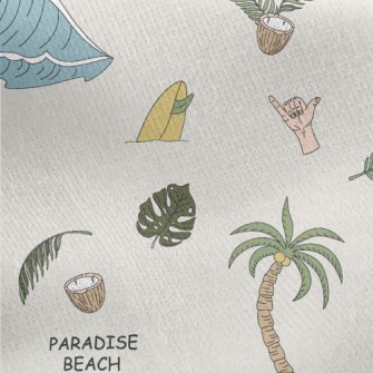 Surf With Palm Trees And Cocon Jersey Backed Fleece