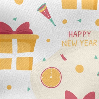 Happy New Year With Gifts Jersey Backed Fleece