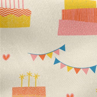 Hand Drawn Style Birthday Cake Jersey Backed Fleece