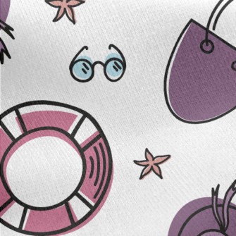 Cartoon Summer Beach Pattern Jersey Backed Fleece
