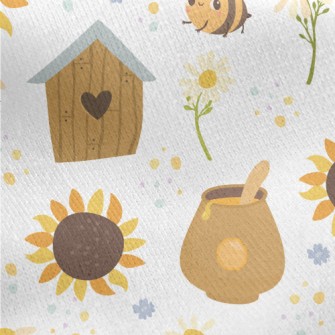 Cute Bees And Flowers Jersey Backed Fleece