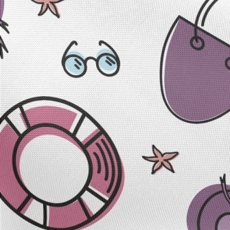 Cartoon Summer Beach Pattern Pongee