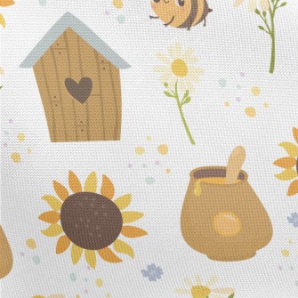 Cute Bees And Flowers Pongee