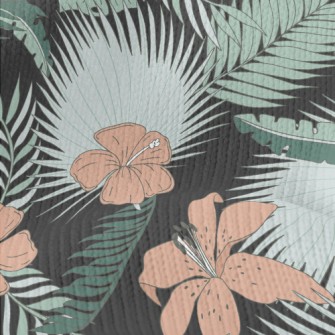 Hand Drawn Tropical Leaves And Stretch Jersey