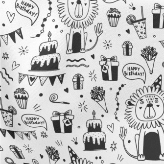 Cute Lion Birthday Party Lightweight Cotton Poplin