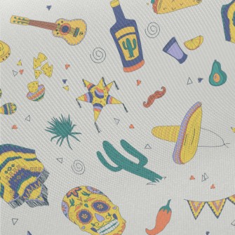 Mexican Skull Hat Cactus Midweight Cotton Poplin