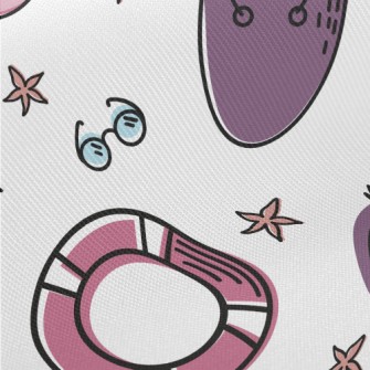 Cartoon Summer Beach Pattern Midweight Cotton Poplin