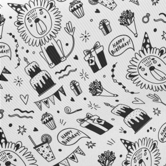 Cute Lion Birthday Party Midweight Cotton Poplin