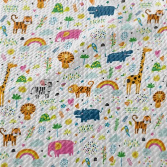 Colorful Tropical Animals Birdseye Piqué