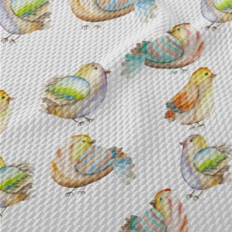 Colorful Watercolor Bird Birdseye Piqué