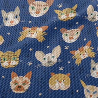 Cats With Sharp Eyes Birdseye Piqué