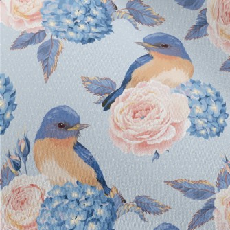 Hydrangeas And Blue Jays Chiffon