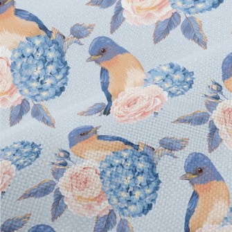 Hydrangeas And Blue Jays Performance Linen