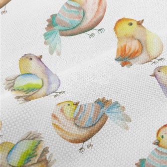 Colorful Watercolor Bird Performance Linen