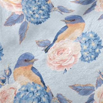 Hydrangeas And Blue Jays Minky