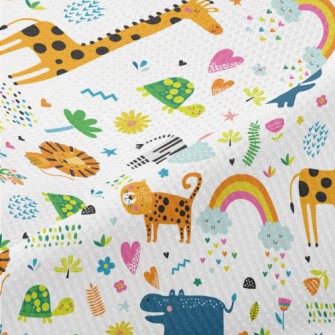 Colorful Tropical Animals Piqué