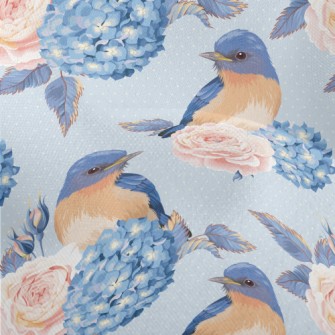 Hydrangeas And Blue Jays Lightweight Performance Linen