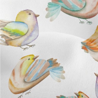 Colorful Watercolor Bird Lightweight Performance Linen