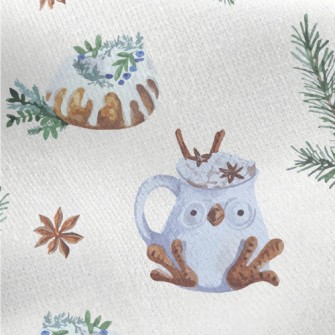 Winter Forest Owl Cup Jersey Backed Fleece