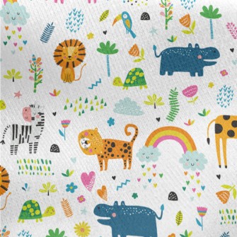 Colorful Tropical Animals Jersey Backed Fleece