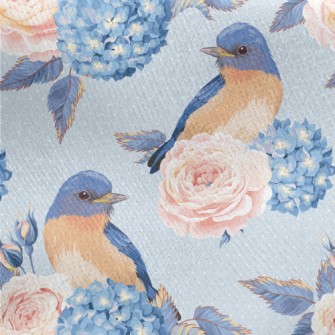 Hydrangeas And Blue Jays Jersey Backed Fleece