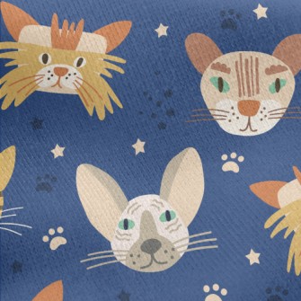 Cats With Sharp Eyes Jersey Backed Fleece