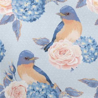 Hydrangeas And Blue Jays Pongee