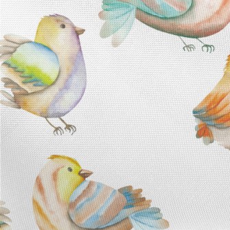 Colorful Watercolor Bird Pongee