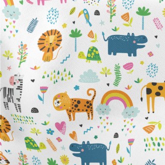 Colorful Tropical Animals Lightweight Cotton Poplin