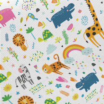 Colorful Tropical Animals Midweight Cotton Poplin