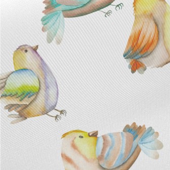 Colorful Watercolor Bird Midweight Cotton Poplin