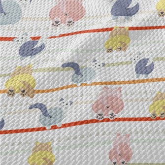 Colorful Cat With Buttocks Birdseye Piqué