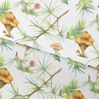Pine Leaves And Colorful Mushr Waterproof Oxford